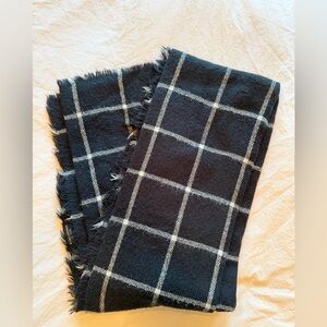 Navy and White Plaid Scarf